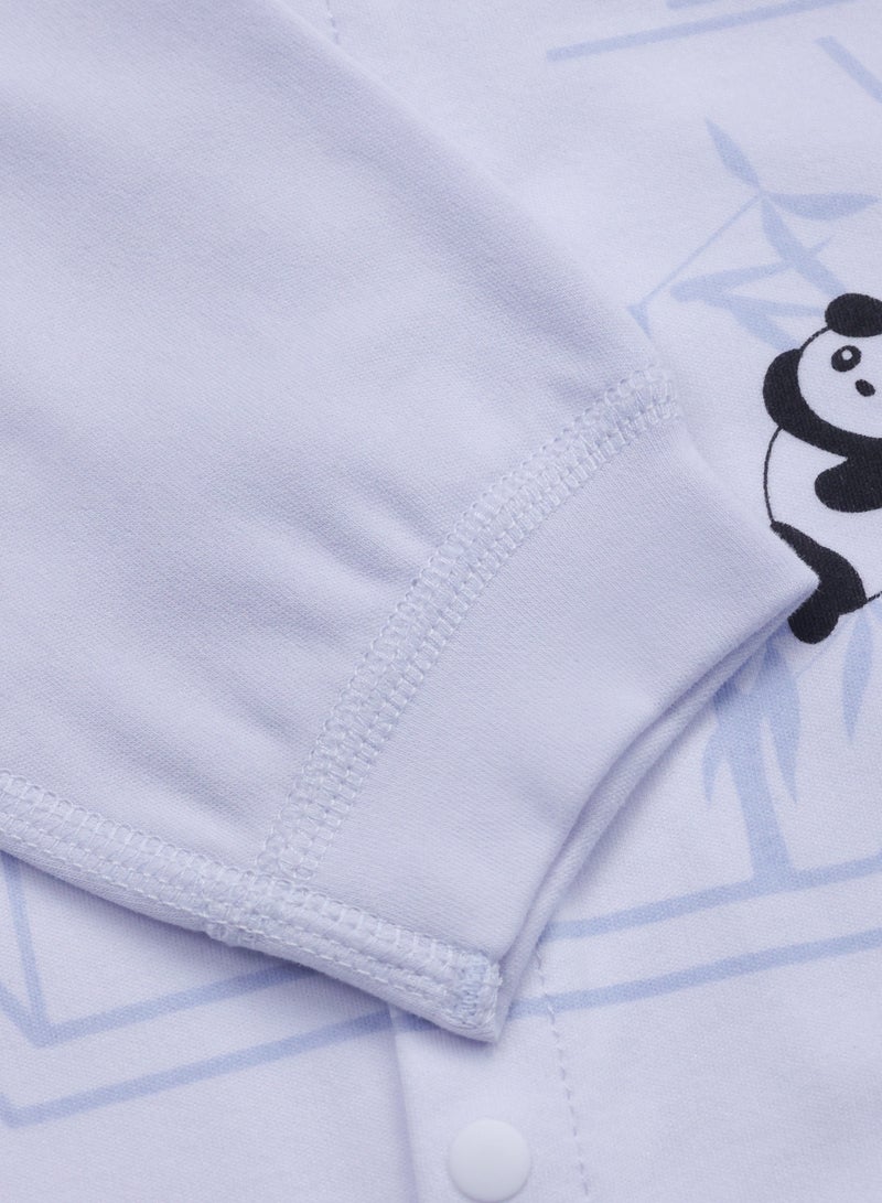 Baby Jumpsuit - Long Sleeve & Full-Length Cotton Blend Romper, Panda Print, Double Snap Front Closure - For 6–36 Months  - Image 5