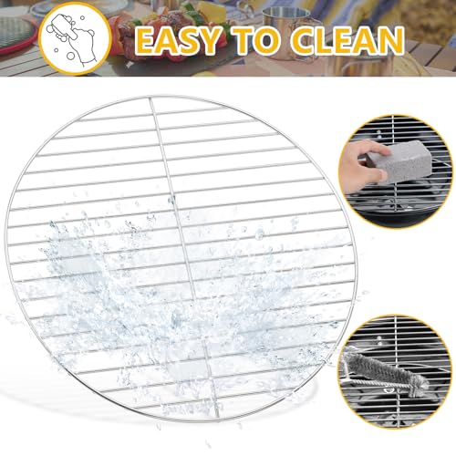 Leonyo 13.7" Round Grill Grates Set of 3, Leonyo Replacement Cooking Grates, Chromed Iron Steel Charcoal Grilling Rack Grid for 14" Charcoal Grill Replacement Parts - Image 4