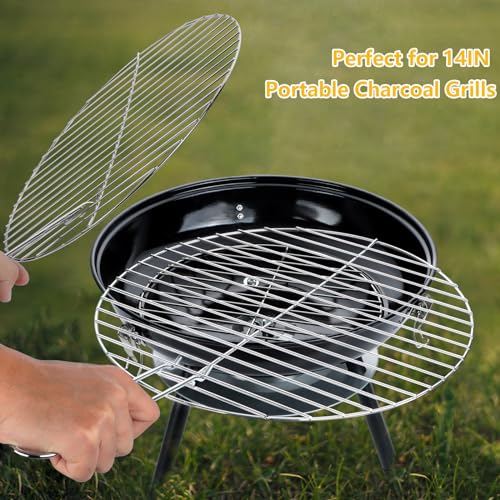 Leonyo 13.7" Round Grill Grates Set of 3, Leonyo Replacement Cooking Grates, Chromed Iron Steel Charcoal Grilling Rack Grid for 14" Charcoal Grill Replacement Parts - Image 5