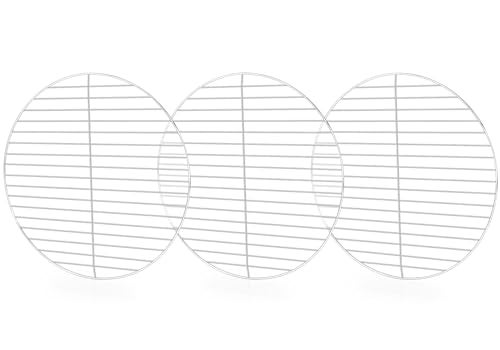 Leonyo 13.7" Round Grill Grates Set of 3, Leonyo Replacement Cooking Grates, Chromed Iron Steel Charcoal Grilling Rack Grid for 14" Charcoal Grill Replacement Parts - Image 1