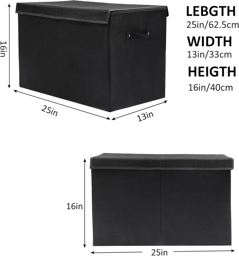 popoly 2 Pack Large Toy Box Chest Storage with Flip-Top Lid, Collapsible Kids Toy Storage Bin Boxes s for Toys, Playroom Organizers, 25"x13" x16" (Linen Black) - Image 3