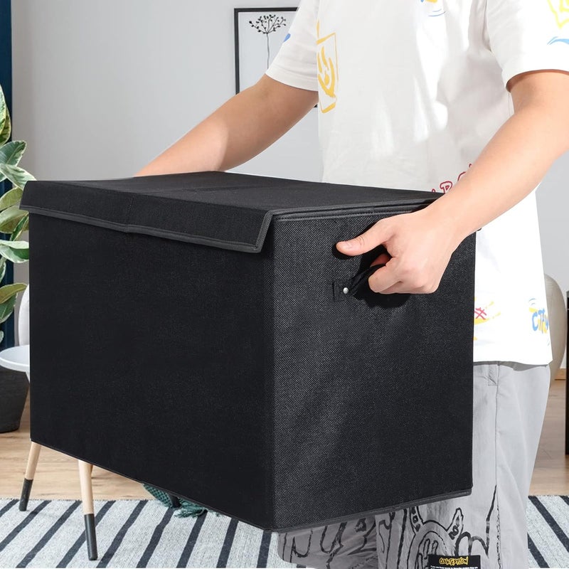 popoly 2 Pack Large Toy Box Chest Storage with Flip-Top Lid, Collapsible Kids Toy Storage Bin Boxes s for Toys, Playroom Organizers, 25"x13" x16" (Linen Black) - Image 4