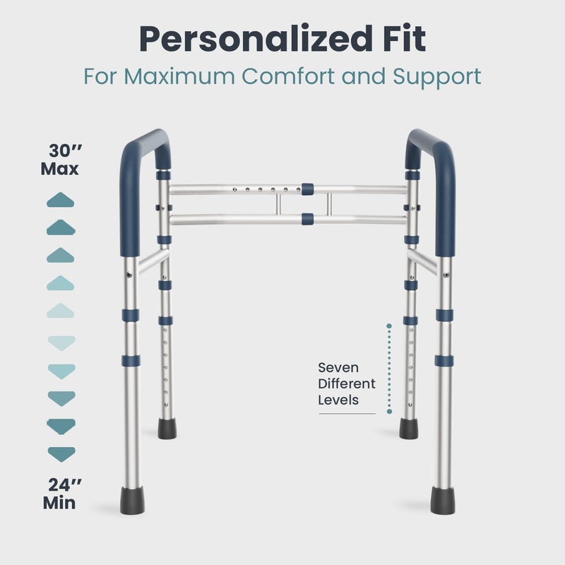 PELEGON Toilet Safety Rails (350 lb) - Adjustable Toilet Safety Frame & Rails, Toilet Safety Rail for Elderly Adults, Toilet Handles for Seniors, Toilet Bars for Elderly & Handicap - Image 5