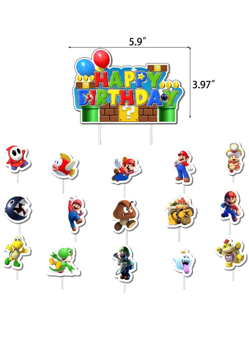 ماريو موضوع عيد ميلاد حزب الديكور مجموعة عيد ميلاد سعيد راية الرايات تزيين الكعكة بالونات توبر للبنين بنات عيد ميلاد الديكور - Image 5