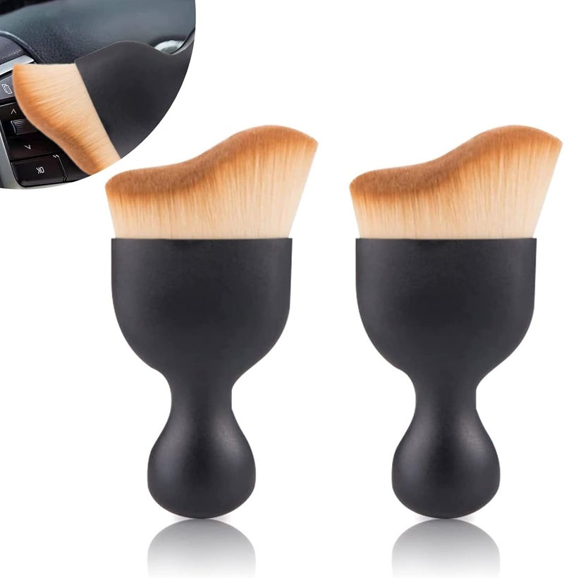 NGHEY 2 PCS Car Interior Dust Brush, Auto Scratch Free Detailing Brush, Soft Car Interior Cleaning Brush Auto Accessories for Automotive Dashboard, Air Conditioner Vents, Computer (Double Brown), - Image 1