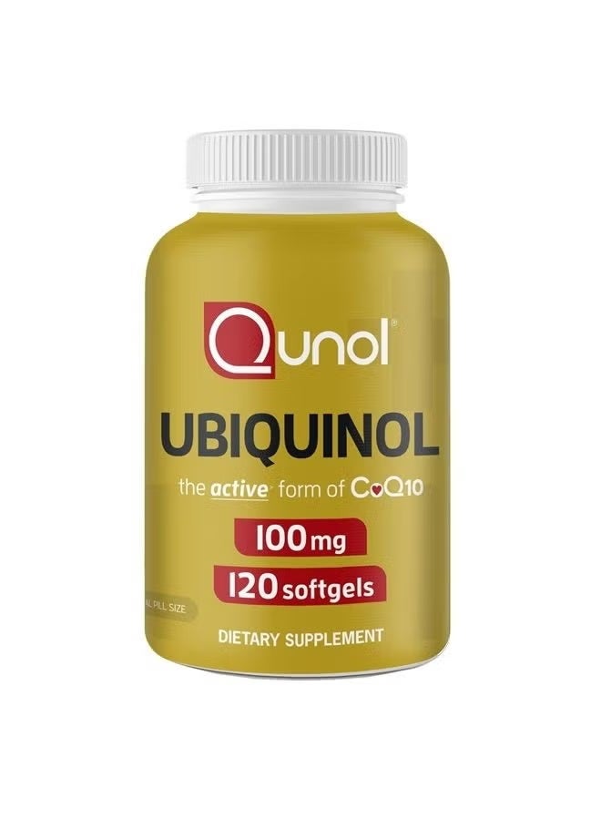 Ubiquinol CoQ10 100mg Softgels, Qunol Ubiquinol 100mg - Active form Of Coenzyme Q10, Antioxidant For Heart Health, Healthy Blood Pressure Levels, Beneficial To Statin Users, 4 Month Supply - 120 Count