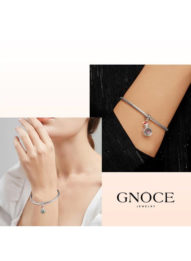 GNOCE Christmas Transparent Snowman Pendant Dangle Charm Sterling Silver Christmas Charm Fit Bracelet/Necklace for Women Girls Wife Daughter/Jewelry Gift - Image 3