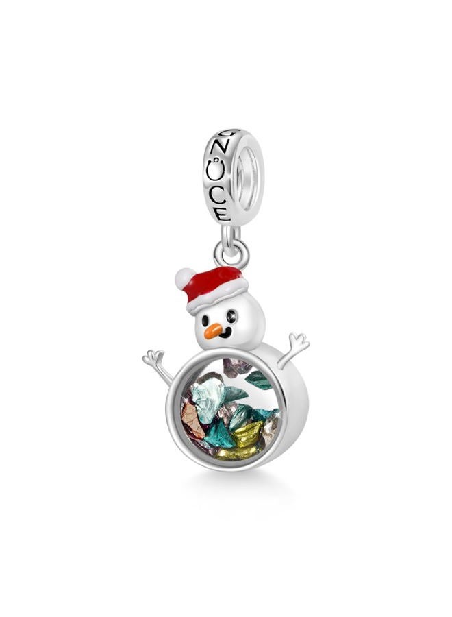 GNOCE Christmas Transparent Snowman Pendant Dangle Charm Sterling Silver Christmas Charm Fit Bracelet/Necklace for Women Girls Wife Daughter/Jewelry Gift - Image 1