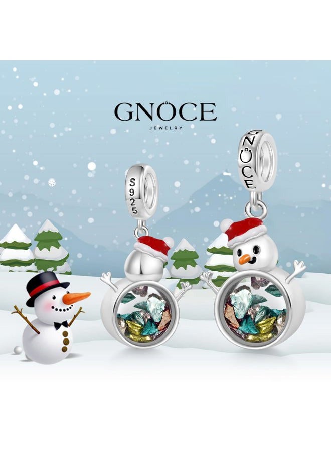 GNOCE Christmas Transparent Snowman Pendant Dangle Charm Sterling Silver Christmas Charm Fit Bracelet/Necklace for Women Girls Wife Daughter/Jewelry Gift - Image 4
