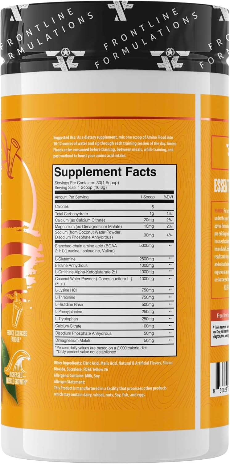 FRONTLINE FORMULATIONS Amino Flood BCAAs  Essential Amino Acids Building Blocks of Muscle Comprehensive Formula Great Taste Veteran Owned and Operated 30 Servings Florida Sunshine - Image 2