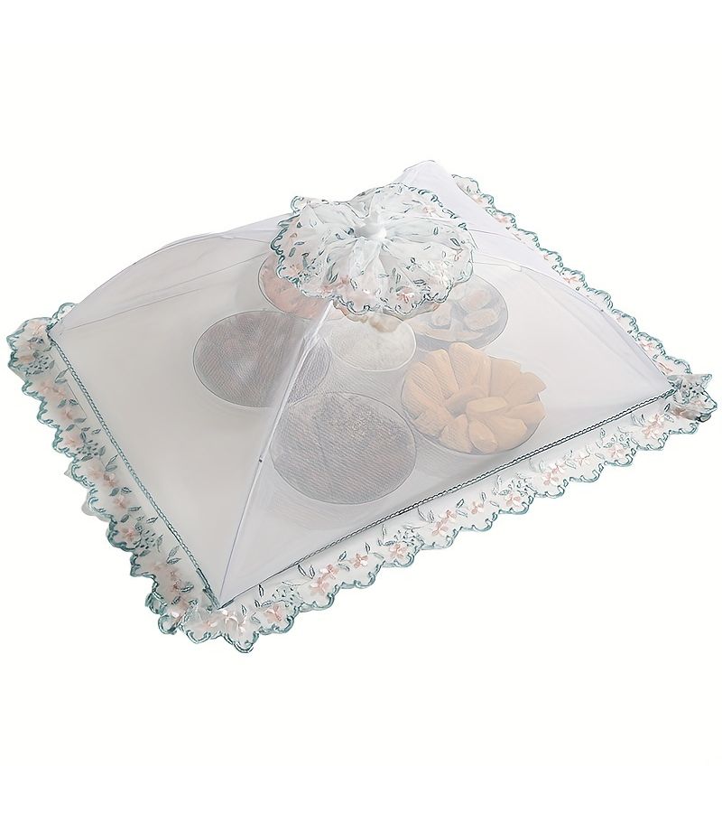 Coffee Brown 80x80cm Folding Vegetable Cover Fly Proof Dining Table Dome - Image 4
