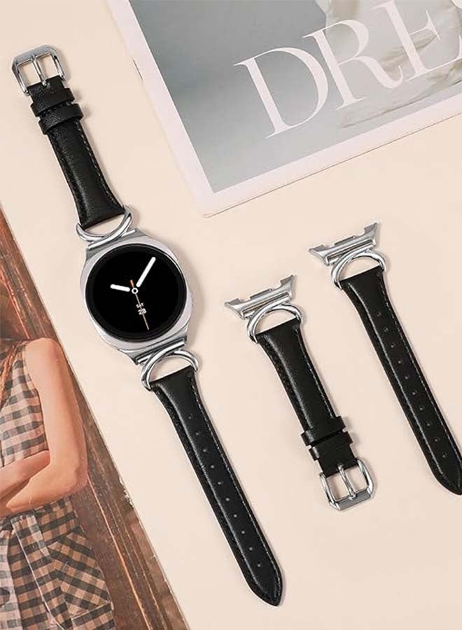 سوار جلدي من مينيي متوافق مع ساعة سامسونج جالاكسي 8 مقاس 40 مم و44 مم / 8 كلاسيك مقاس 46 مم، سوار جلدي أنيق رفيع بدون فجوات، مزود بإبزيم معدني على شكل حرف C، للنساء، غير متوافق مع الموديلات الأخرى - Image 4