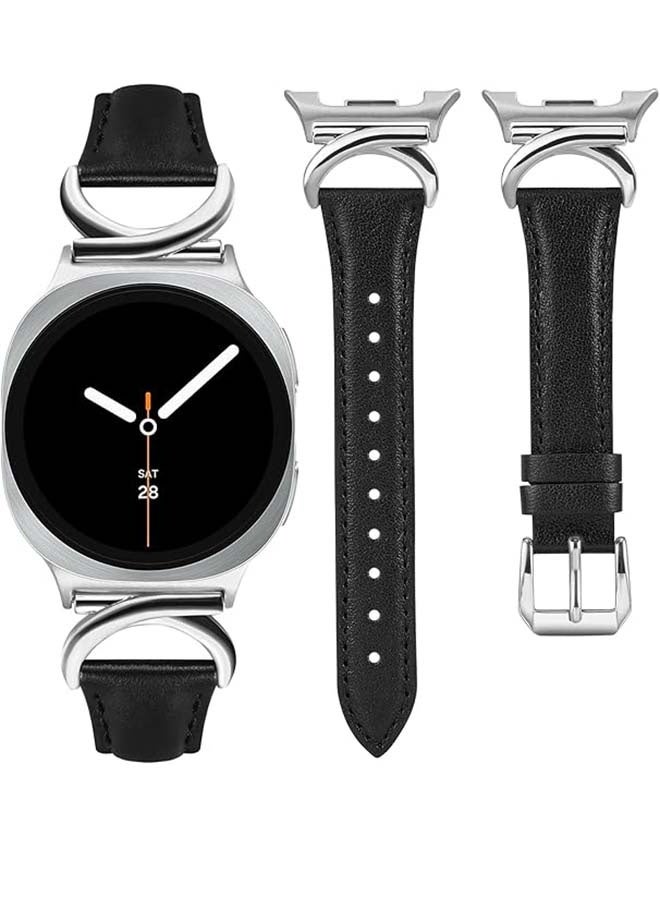 سوار جلدي من مينيي متوافق مع ساعة سامسونج جالاكسي 8 مقاس 40 مم و44 مم / 8 كلاسيك مقاس 46 مم، سوار جلدي أنيق رفيع بدون فجوات، مزود بإبزيم معدني على شكل حرف C، للنساء، غير متوافق مع الموديلات الأخرى - Image 1