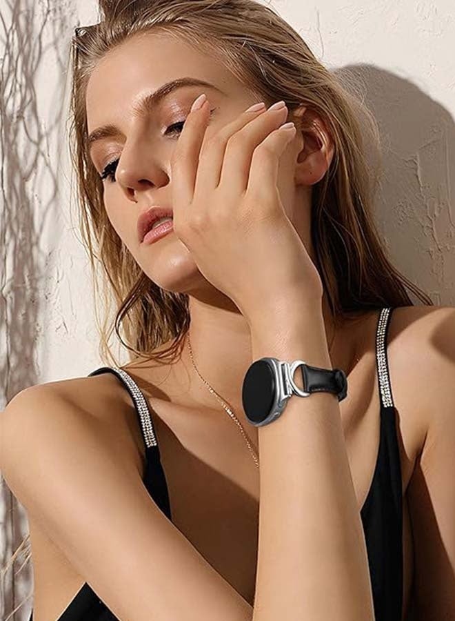 سوار جلدي من مينيي متوافق مع ساعة سامسونج جالاكسي 8 مقاس 40 مم و44 مم / 8 كلاسيك مقاس 46 مم، سوار جلدي أنيق رفيع بدون فجوات، مزود بإبزيم معدني على شكل حرف C، للنساء، غير متوافق مع الموديلات الأخرى - Image 5