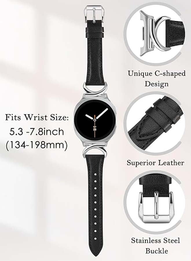 سوار جلدي من مينيي متوافق مع ساعة سامسونج جالاكسي 8 مقاس 40 مم و44 مم / 8 كلاسيك مقاس 46 مم، سوار جلدي أنيق رفيع بدون فجوات، مزود بإبزيم معدني على شكل حرف C، للنساء، غير متوافق مع الموديلات الأخرى - Image 3