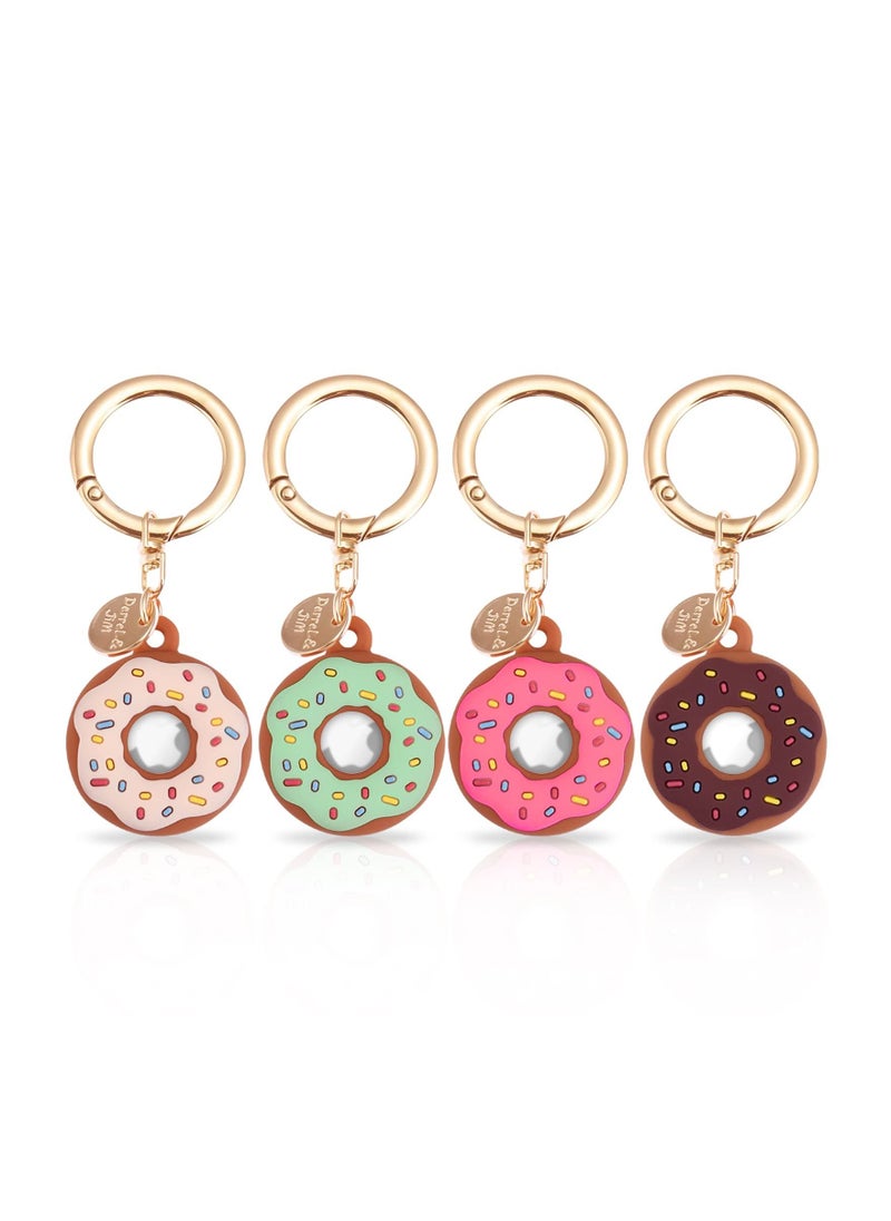 Y&D 4 Pack Keychain Donut Case for AirTag, Cute Protective AirTag Holder with Anti-Lost  - Image 1