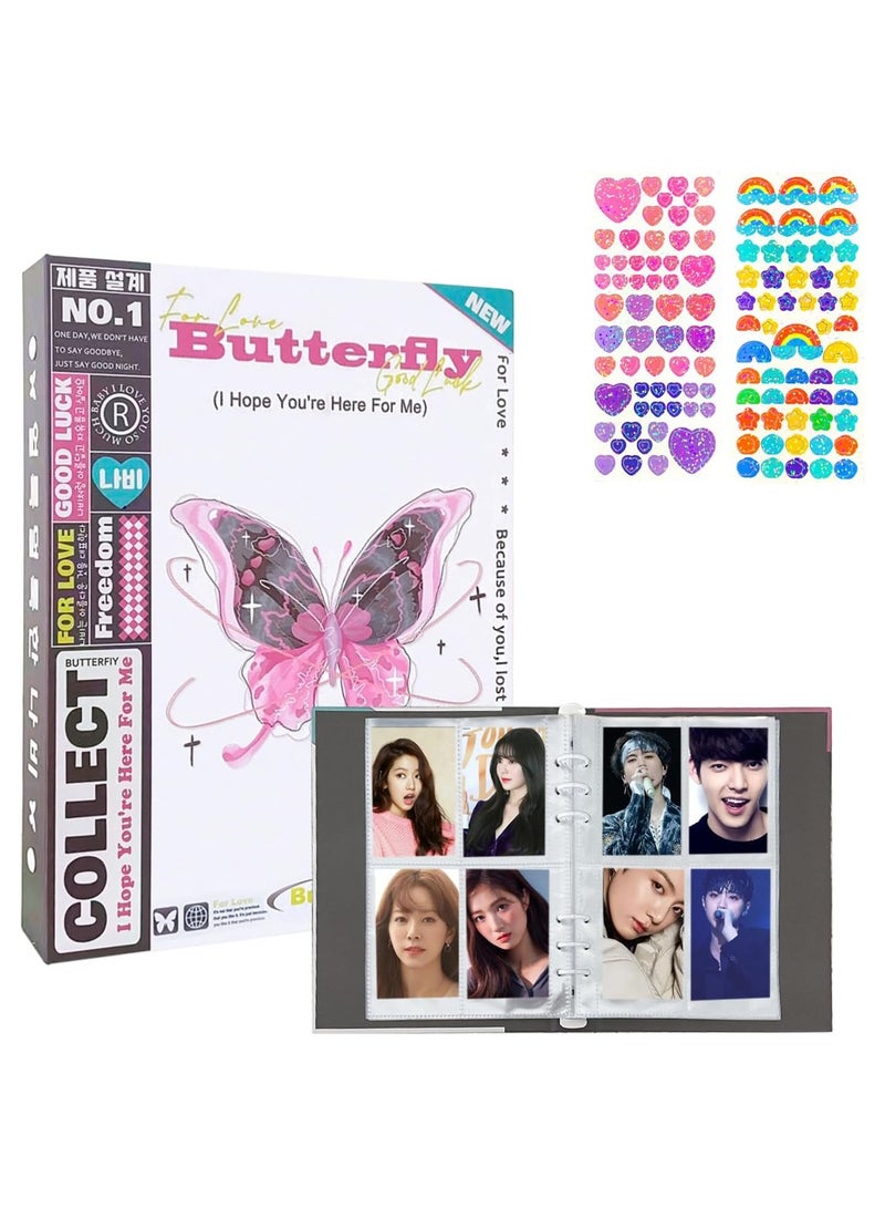 SYOSI دليل بطاقات KPOP A5 مع 160 جيب حافظة بطاقات KPOP كتاب جمع بطاقات قابلة لإعادة التعبئة واقيات بطاقات 6 حلقات دليل بطاقات الصور ألبوم صور لكاميرا ميني - Image 1