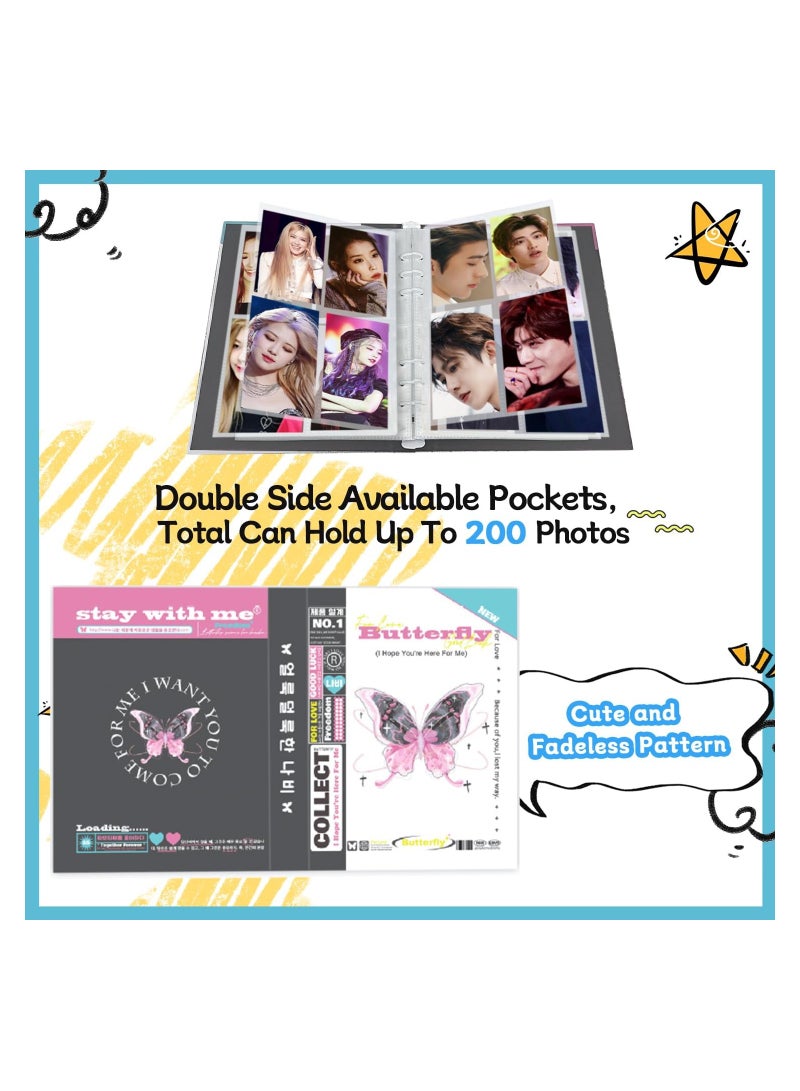 SYOSI دليل بطاقات KPOP A5 مع 160 جيب حافظة بطاقات KPOP كتاب جمع بطاقات قابلة لإعادة التعبئة واقيات بطاقات 6 حلقات دليل بطاقات الصور ألبوم صور لكاميرا ميني - Image 3