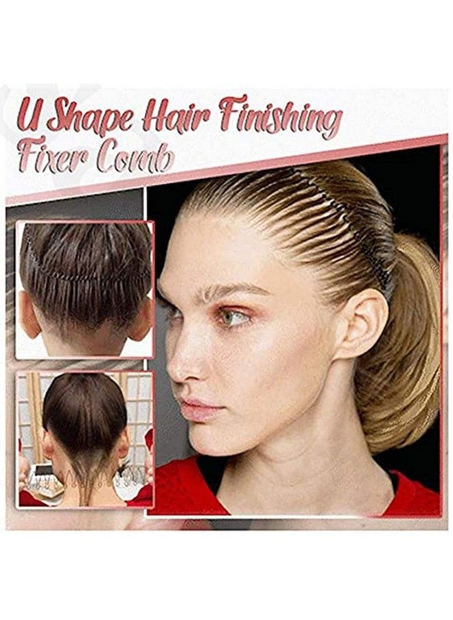 Sanas - 4pcs U Shape Hair Finishing Fixer Comb Invisible Hair Holder U Pin Hair Clips Hair Updo Accessories for Small Broken Hair Fringe Hair Comb for Women And Girls Black Combo of 4 - Image 1