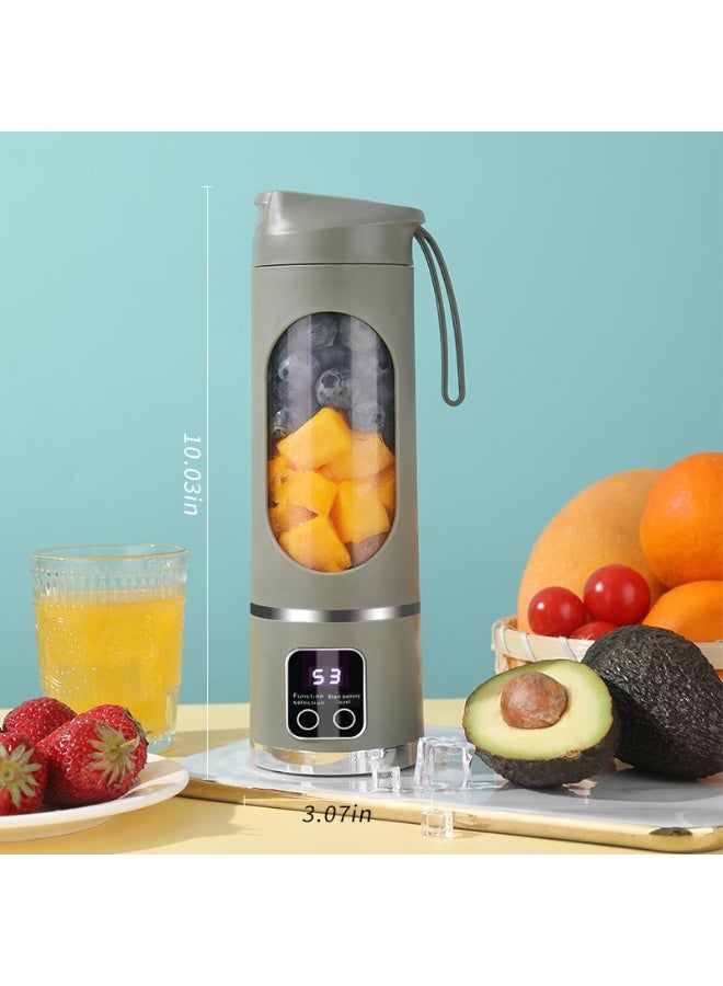 NIBEMINENT Portable Blender Smoothie Maker,USB Rechargeable Juicer Ice Crusher,Travel Leak Proof Juice Cup with LCD Digital Display/3-Gear Mode/1500mAh Battery/50 Watt/450 ML/12-Point Stainless Steel Blades/Lanyard/22,000 Rpm/min,Mini Mixer Personal Juicing for Smoothies Fresh Fruit Shakes  - Image 1