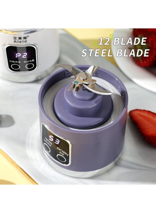 NIBEMINENT Portable Blender Smoothie Maker,USB Rechargeable Juicer Ice Crusher,Travel Leak Proof Juice Cup with LCD Digital Display/3-Gear Mode/1500mAh Battery/50 Watt/450 ML/12-Point Stainless Steel Blades/Lanyard/22,000 Rpm/min,Mini Mixer Personal Juicing for Smoothies Fresh Fruit Shakes  - Image 5