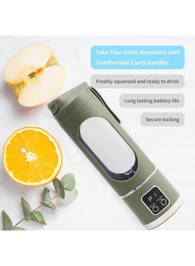 NIBEMINENT Portable Blender Smoothie Maker,USB Rechargeable Juicer Ice Crusher,Travel Leak Proof Juice Cup with LCD Digital Display/3-Gear Mode/1500mAh Battery/50 Watt/450 ML/12-Point Stainless Steel Blades/Lanyard/22,000 Rpm/min,Mini Mixer Personal Juicing for Smoothies Fresh Fruit Shakes  - Image 3