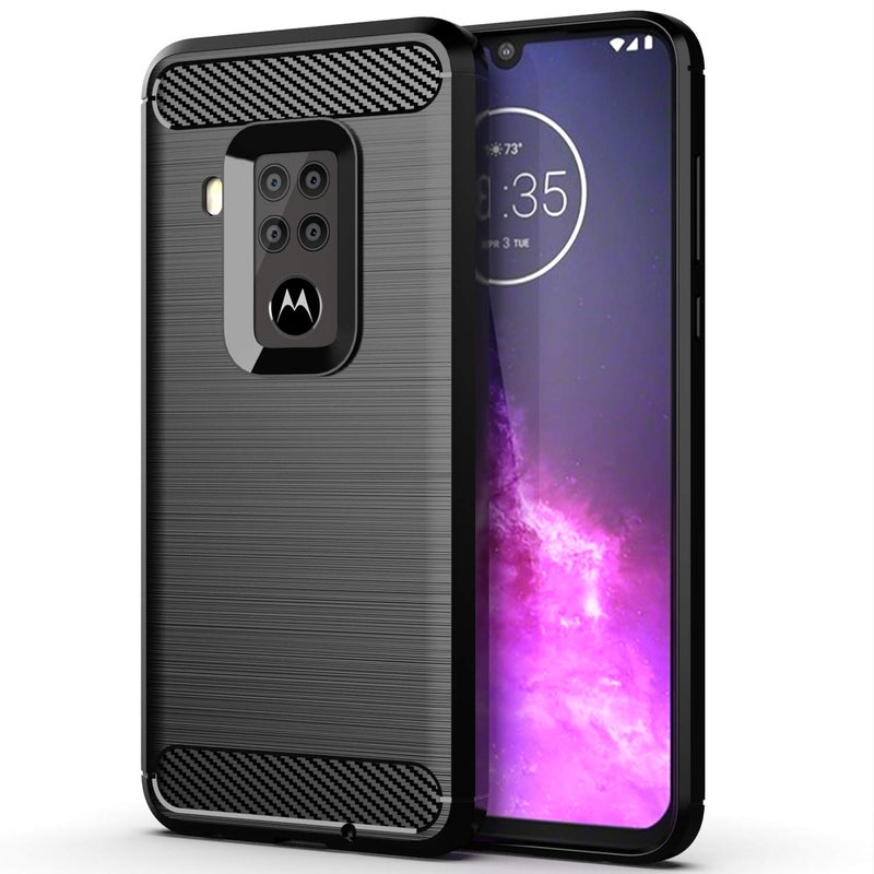 Osophter for Motorola Moto One Zoom Case,Motorola Moto One Pro Case Shock-Absorption Flexible TPU Rubber Full-Body Protective Phone Cover for Moto One Zoom(Black) - Image 1