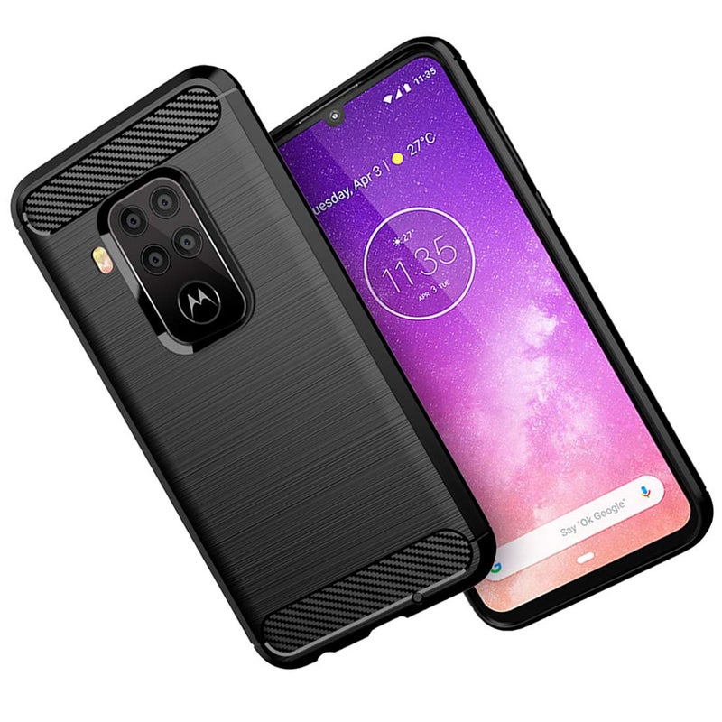 Osophter for Motorola Moto One Zoom Case,Motorola Moto One Pro Case Shock-Absorption Flexible TPU Rubber Full-Body Protective Phone Cover for Moto One Zoom(Black) - Image 4