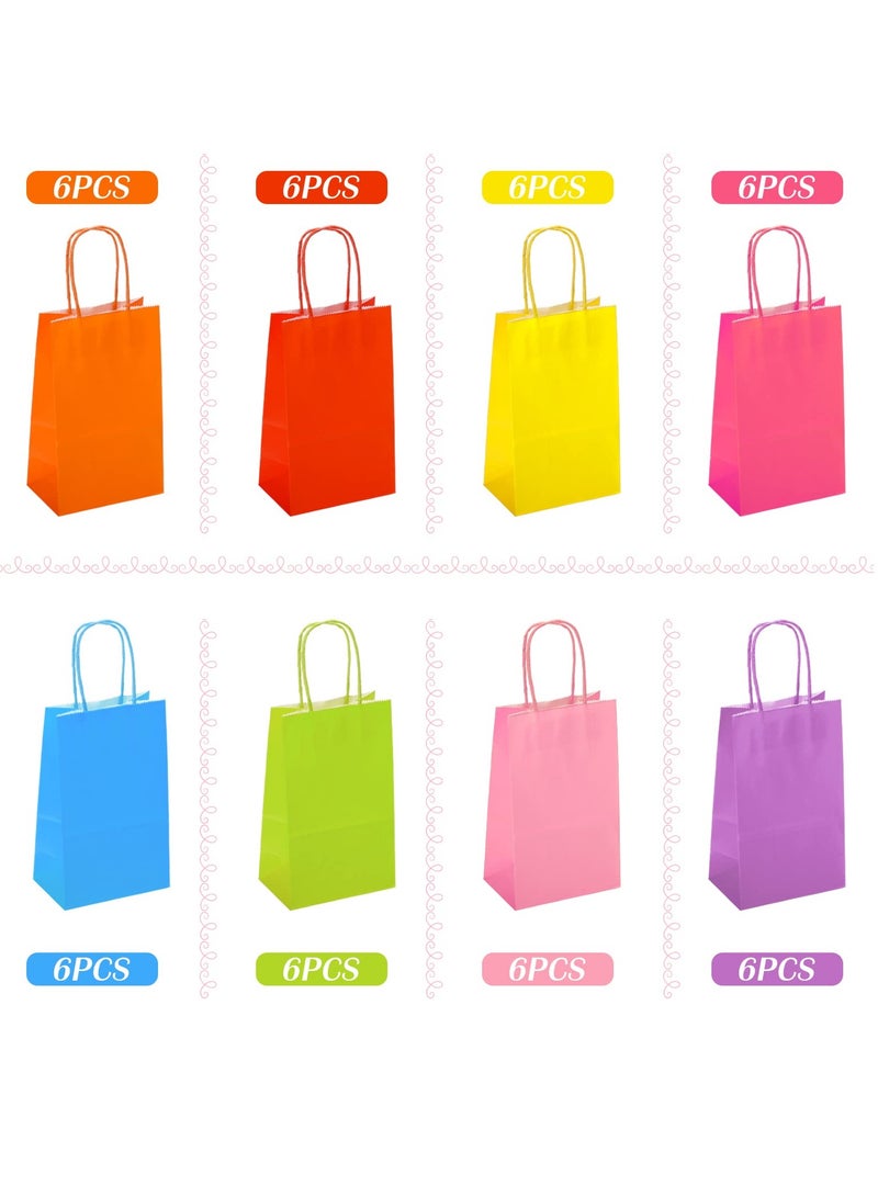 KASTWAVE Party Gift Bags, 8 Colors Bulk Small Gift Bags with Handles Kraft Paper Rectangular Packing Shopping Bags Candy Packaging Bags Suitable for Children Birthdays, Weddings, Baby Shower, Etc. (48 Pieces) - Image 4