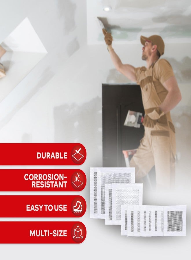 إكس فاستين مجموعة إصلاح الحوائط الجافة من XFasten، عبوة من 12 قطعة، طقم رقعة لإصلاح الحوائط الجافة من الألومنيوم بمقاس 4/6/8 بوصة، طقم رقعة حائط لثقوب الحوائط الجافة، طقم إصلاح ألواح الجبس، طقم إصلاح ثقوب الحوائط الجافة ذاتية اللصق بشبكة السقف - Image 2