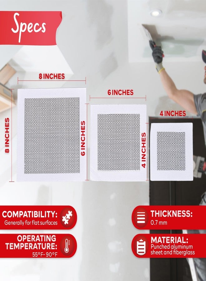 إكس فاستين مجموعة إصلاح الحوائط الجافة من XFasten، عبوة من 12 قطعة، طقم رقعة لإصلاح الحوائط الجافة من الألومنيوم بمقاس 4/6/8 بوصة، طقم رقعة حائط لثقوب الحوائط الجافة، طقم إصلاح ألواح الجبس، طقم إصلاح ثقوب الحوائط الجافة ذاتية اللصق بشبكة السقف - Image 4
