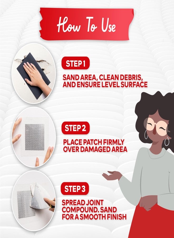 إكس فاستين مجموعة إصلاح الحوائط الجافة من XFasten، عبوة من 12 قطعة، طقم رقعة لإصلاح الحوائط الجافة من الألومنيوم بمقاس 4/6/8 بوصة، طقم رقعة حائط لثقوب الحوائط الجافة، طقم إصلاح ألواح الجبس، طقم إصلاح ثقوب الحوائط الجافة ذاتية اللصق بشبكة السقف - Image 3