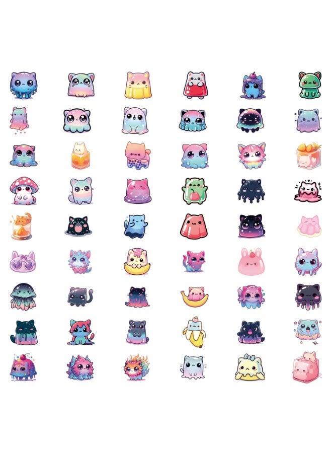 NIBEMINENT 50 Pcs Jelly Cat Deco Kit Waterproof Stickers, High Definition Printing Bright Colors, Suitable for Laptop Skateboard Luggage Water Bottle Guitar DIY - Image 3