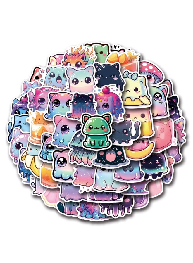 NIBEMINENT 50 Pcs Jelly Cat Deco Kit Waterproof Stickers, High Definition Printing Bright Colors, Suitable for Laptop Skateboard Luggage Water Bottle Guitar DIY - Image 1