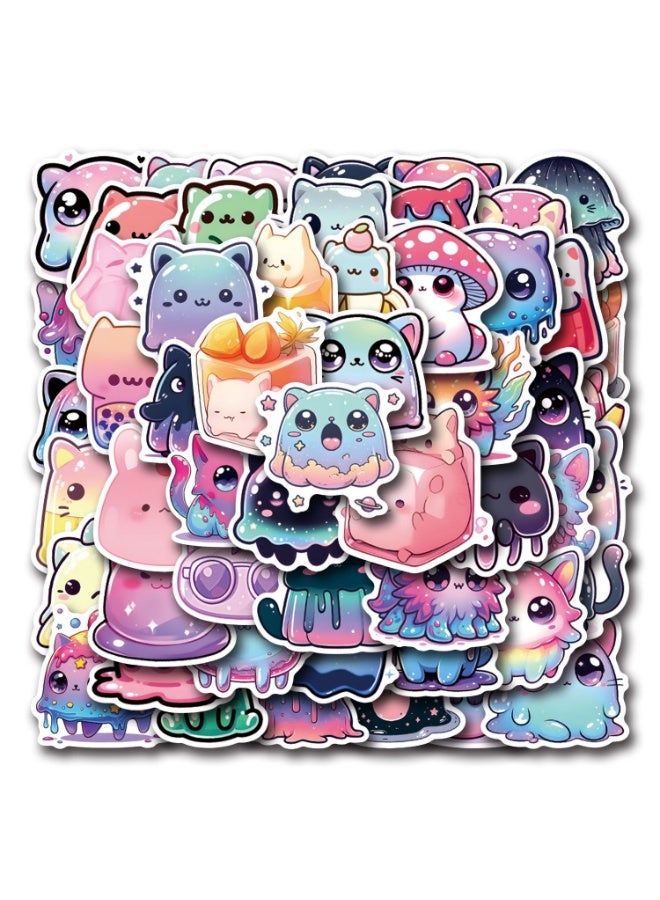 NIBEMINENT 50 Pcs Jelly Cat Deco Kit Waterproof Stickers, High Definition Printing Bright Colors, Suitable for Laptop Skateboard Luggage Water Bottle Guitar DIY - Image 2