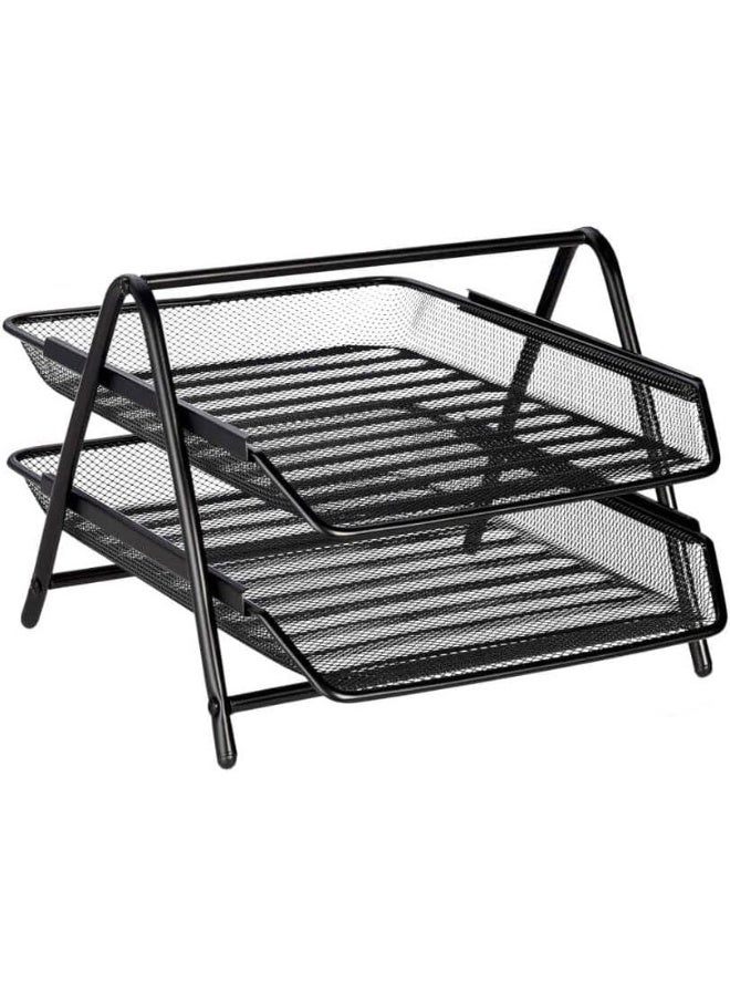 MOMENT 2-Tier Paper Tray, Desktop Organizer, 2 Layer A4 Metal Tray Office Desk Organiser, Paper File Storage, Workspace, Office - Image 1