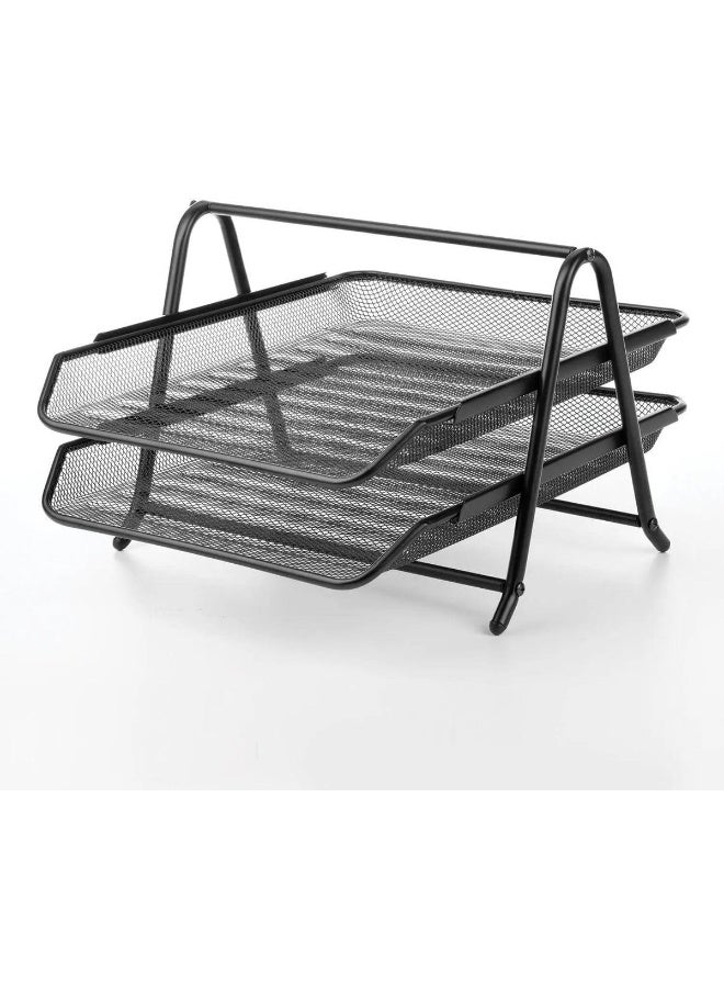 MOMENT 2-Tier Paper Tray, Desktop Organizer, 2 Layer A4 Metal Tray Office Desk Organiser, Paper File Storage, Workspace, Office - Image 5