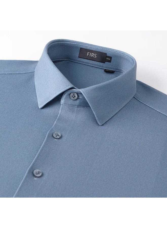Firs Men's Long Sleeve Shirt Autumn Winter Fleece Lined Thickened Warm Skin-friendly Business Casual Wool Blend Polo Shirt - Image 3