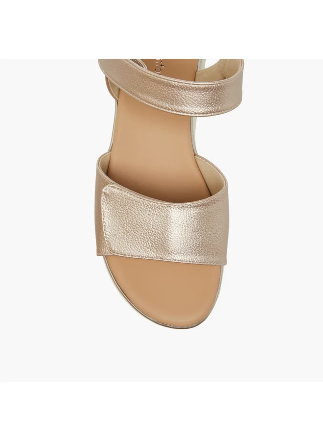 Le Confort Women's Solid Strap Sandals with Platform Heels and Hook and Loop Closure