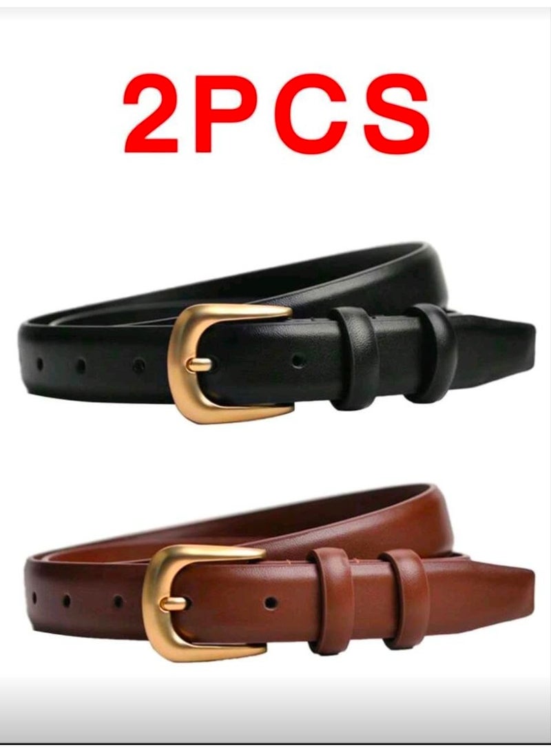 شي إن SHEIN-2pcs Women's Fashion Belt, Exquisite Needle Buckle Belt (Multicolour6) - Image 1
