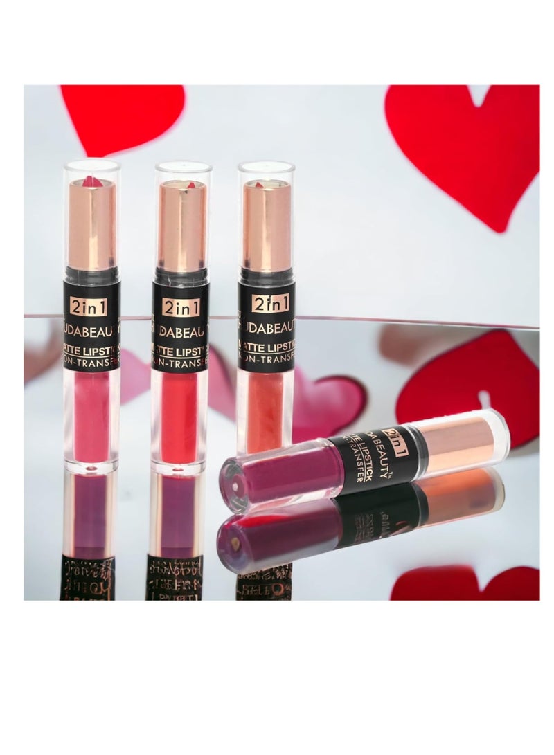 HUDACRUSH Beauty 4Pcs Lipstick Combo Pack of 2in1 Swiss Liquid and  Matte Lipsticks for Women Long Lasting Smudge and Waterproof - Image 2