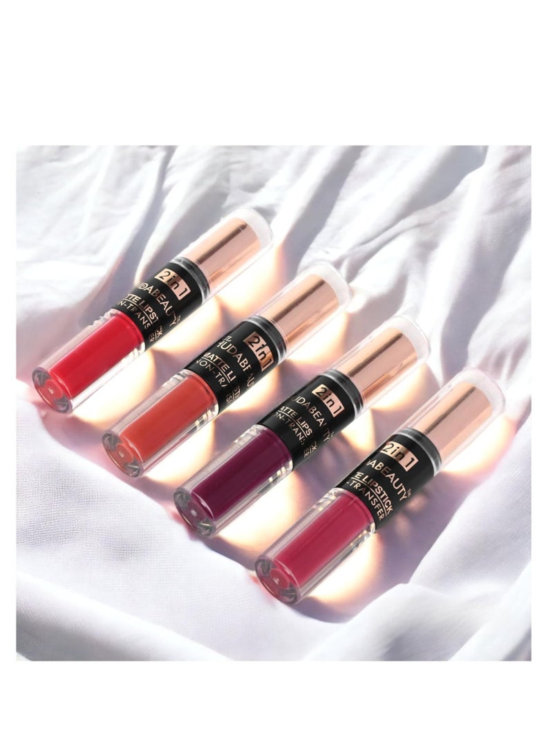 HUDACRUSH Beauty 4Pcs Lipstick Combo Pack of 2in1 Swiss Liquid and  Matte Lipsticks for Women Long Lasting Smudge and Waterproof - Image 3