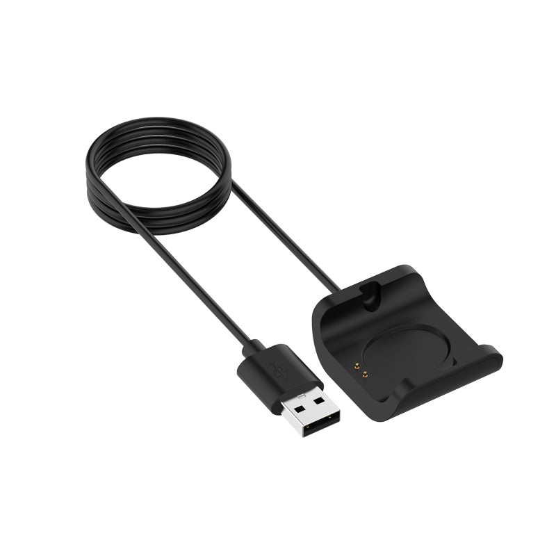 محامل شحن USB للرد الذكي: شاحن مشبك أسود طوله متر واحد - سهلة الاستخدام و شحن مستقر، كابل شحن للرد الذكي مصنوع من مادة متينة و دوارة للبيئة مناسب لأجهزة Amazfit Bip S/1s/A1805/A1916، للاستخدام في المكتب و المنزل و السيارة - Image 3
