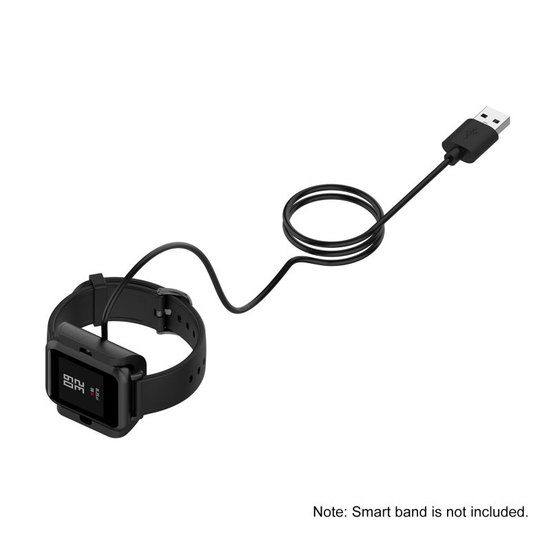 محامل شحن USB للرد الذكي: شاحن مشبك أسود طوله متر واحد - سهلة الاستخدام و شحن مستقر، كابل شحن للرد الذكي مصنوع من مادة متينة و دوارة للبيئة مناسب لأجهزة Amazfit Bip S/1s/A1805/A1916، للاستخدام في المكتب و المنزل و السيارة - Image 5