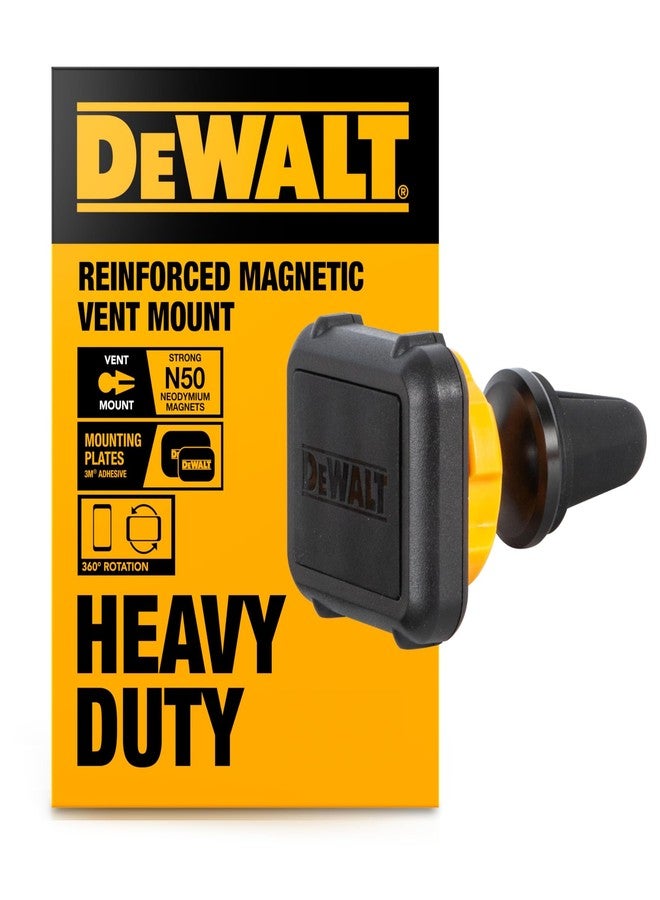 DEWALT حامل هاتف مغناطيسي ثقيل من DEWALT للسيارة، حامل هاتف مغناطيسي عالمي لمنافذ الهواء، قاعدة سيارة معززة للأجهزة المحمولة والأجهزة اللوحية الصغيرة، تشمل لوحات معدنية للأجهزة غير المغناطيسية - Image 1