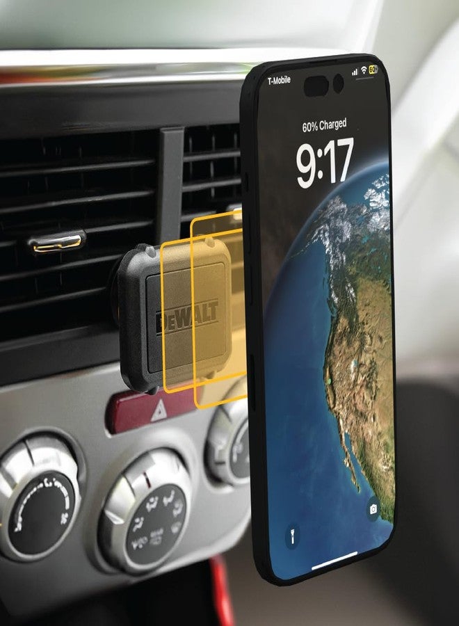 DEWALT حامل هاتف مغناطيسي ثقيل من DEWALT للسيارة، حامل هاتف مغناطيسي عالمي لمنافذ الهواء، قاعدة سيارة معززة للأجهزة المحمولة والأجهزة اللوحية الصغيرة، تشمل لوحات معدنية للأجهزة غير المغناطيسية - Image 5