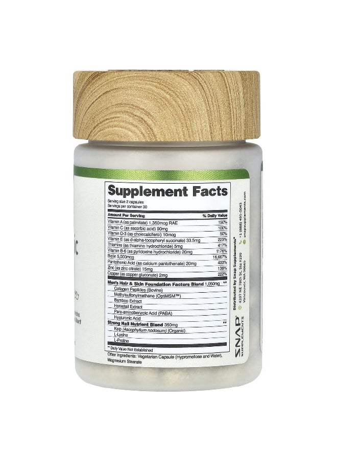 SNAP SUPPLEMENTS - Snap Supplements, Men's Hair Tonic, Hair & Beard, 60 Capsules - Image 1