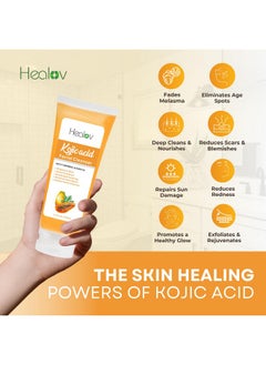 Herblov Kojic Acid Soap For Hyperpigmentation - Skin Brightening Kojic Papaya Face And Body Wash - Dark Spot Soap Reduces Acne, Scars, And Evens Skin Tone - Turmeric Facial Cleanser For Brighter Glowing Skin  - Image 2