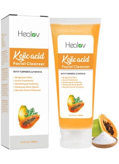Herblov Kojic Acid Soap For Hyperpigmentation - Skin Brightening Kojic Papaya Face And Body Wash - Dark Spot Soap Reduces Acne, Scars, And Evens Skin Tone - Turmeric Facial Cleanser For Brighter Glowing Skin  - Image 1