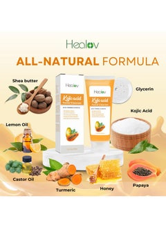 Herblov Kojic Acid Soap For Hyperpigmentation - Skin Brightening Kojic Papaya Face And Body Wash - Dark Spot Soap Reduces Acne, Scars, And Evens Skin Tone - Turmeric Facial Cleanser For Brighter Glowing Skin  - Image 4